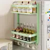 Estante de Almacenamiento Magnético para Refrigerador de Cocina con Portaespecias, Portarrollos de Papel de Cocina y Film Transparente, Gancho Doméstico sin Taladro