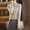 Suéter Gola Alta Meia-Calça Cruzada Feminina Camisa de Base Slim Fit Outono e Inverno Novo Estilo Estilo Estrangeiro Suéter de Malha Interno Top de Manga Longa