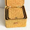 Cesta de Almacenamiento Tejida de Paja con Tapa, Caja de Regalo Tejida para Boda, Caja de Regalo para Acompañantes, Caja de Regalo de Ratán, Cesta de Almacenamiento para Boda