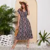 Vestido casual de verano con estampado para mujer, europeo y americano, 2023, nuevo en Amazon, de gasa, con mangas, falda de playa para vacaciones