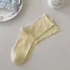 Calcetines de Maternidad para Mujer Anti-Pilling de Primavera y Verano, Lisos de Color Sólido, Canalé, Finos, Transpirables, Algodón, Puño Holgado, Media Pantorrilla, Estilo Flojo