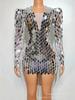 Vestido Mini de Malla Sexy con Lentejuelas y Espejo de Moda Atuendo para Fiesta de Cumpleaños por la Noche Celebración Discoteca Cantante Bailarina