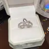 Anillo de corazón geométrico dulce y fresco con circonita cúbica superbrillante para mujer, pulsera de mariposa de diseño exclusivo, anillo abierto versátil y exquisito