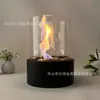 Lareira de Mesa a Álcool Luz Interna Aço Inoxidável Pequeno Portátil Fogão de Aquecimento Vidro Redondo Luz de Atmosfera Criativa