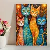 Pintura em Tela Artística Colorida Estilo Gato para Sala de Estar e Quarto, Arte de Parede de Fundo para Sala de Estar de Luxo Leve, Pintura para Pendurar na Parede do Corredor