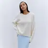 Suéter de Punto con Cuello Redondo de Manga Larga Transfronterizo para Mujer Estilo Europeo y Americano Otoño e Invierno 2025 Nuevo Suéter Pulóver de Punto Liso Holgado