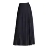 Saia midi de cor sólida com temperamento elegante, mistura de lã, nova saia plissada estilo coreano para outono e inverno, elegante e que rejuvenesce