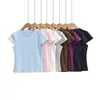 Camiseta Básica Lisa Retro 2026 Base Top Cuello Redondo Manga Corta para Mujer Verano Elástica Ajustada Hombro Normal