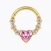 Anillo de nariz de titanio F136 incrustado con circón brillante para mujer, joyería para piercing corporal de titanio G23, disponible al por mayor