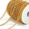 Corrente Lateral de Aço Inoxidável Soldada com Contas Redondas Banho de Ouro 18K Corrente para DIY Colar Tornozeleira Europeu e Americano Corrente Semi-Acabada Atacado