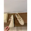 Sapatos Mary Jane de Algodão com Laço Delicado para Ballet Feminino 2025 Novos Sapatos Cinza de Lã com Pelo Retrô para Roupas de Exterior Femininas
