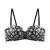 Sutiã Feminino Sem Alças com Fecho Frontal para Seios Pequenos Push-Up Taça Pêssego Sem Costura Lingerie Estampa Leopardo Sexy