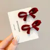 Diadema Rojo Festivo con Lazo para Niñas Pasador de Año Nuevo Infantil Pinza de Princesa Pasador para Flequillo Lateral Pasador