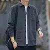 Camisa masculina de veludo cotelê, nova coleção primavera/outono 2026, modelagem solta, camisa versátil de manga longa, top casual para trabalho, peça externa