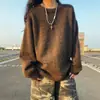 Suéter Merlot com Gola Redonda para Homens e Mulheres Outono Inverno Roupas Estilo Preguiçoso Caimento Limpo Camada Interna Camada Base Tricô Roupa Externa