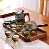 Juego de té Kung Fu de vidrio resistente al calor, adecuado para reuniones en casa, taza de té, mesa de té simple, juego de té de oficina, tetera con filtro