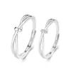 Anillo de Pareja Nudo Gemelo de Möbius para Hombre y Mujer Un Par de Anillos Abiertos Ajustables de Diseño Nicho Simple y a la Moda