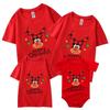 Meias de Verão de Natal de Algodão Puro Transfronteiriças Cabeça de Veado Papai Noel Algodão Fino Roupa de Família Roupa Infantil Camiseta de Manga Curta com Gola Redonda Couro Atacado t