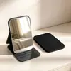 Espelho de mesa dobrável em couro PU com padrão de pele de crocodilo retrô, espelho de maquiagem com tampa flip, espelho portátil de mesa para retoques de viagem