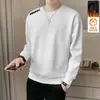 Envío RápidoNuevo Sudadera Otoño/Invierno con Forro Polar, Corte Holgado, Cuello Redondo, Manga Larga, Camiseta Básica de Moda para Hombre