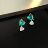 Pendientes Retro Franceses de Circonita Esmeralda Estilo Palacio de Nicho Pendientes de Lujo Accesible Estilo Mediados de Siglo Pendientes de Gama Alta