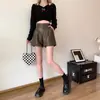 Shorts de couro cor de damasco feminino outono e inverno Outerwear bootcut 2026 nova moda petite cintura alta calça pantalona em A