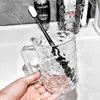 Vaso para enjuague bucal con patrón de glaciar para uso doméstico, vaso para cepillado de dientes y lavado para mujeres, vaso portacepillos de dientes transparente de alta gama