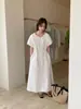 Vestido Redondo con Mangas Abullonadas Estilo Francés para Mujer, Nuevo Modelo Verano 2026, Holgado para la Hora del Té, Adelgazante y Elegante Vestido Largo, Ropa para Mujer Estilo Coreano