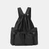 Nueva Mochila con Cordón de Gran Capacidad Mochila Simple Ligera Bolsa Plisada con Cordón Mochila de Viaje para Exteriores