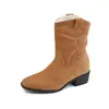 Botas Nuevas de Ante Plegado con Pelo para Otoño e Invierno 2025 para Mujer, Botines de Tacón Grueso, Botines con Plataforma Interior