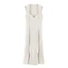 Elegante vestido largo con un elegante cuello 64 moda forma de corazón ZR estilo europeo y americano 42585 comercio exterior ropa de mujer sin mangas 2026 transfronterizo