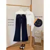 JEANS DE PIERNA RECTA ACAMPANADOS LAVADOS RETRO AMERICANOS NUEVOS DE OTOÑO TEMPRANO CON COSTURAS VISIBLES PARA MUJER 50353