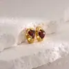 Pendientes de Acero Inoxidable con Forma de Corazón, Estilo Europeo y Americano, con Incrustaciones de Circonita, Acabado de Lujo Ligero de Alta Gama, Chapado en Oro de 18K, Pendientes que No se Desvanecen