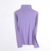 Camada Base de Gola Alta Feminina, Top Térmico de Lã, Estilo Inverno e Primavera/Outono, Tecido Escovado, Retentor de Calor, Camiseta de Manga Longa Fina