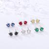 Brincos de Gato Coloridos com Strass Coreanos Qiaolanxuan Banhados em Prata de Lei S925 Brincos de Gato Estrela de Zircônia Fofos para Mulheres