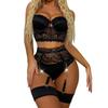 Fonte transfronteiriça Amazon Hot Sexy Lingerie Sexy Lace Roupa íntima feminina Conjunto sexy de três pontos