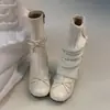 Botines estilizados Chuyuji de estilo francés, elegantes y delicados, inspirados en el ballet, con moño, cierre trasero, tacón grueso y punta redonda para mujer