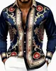 Camisa masculina de manga longa para comércio exterior transfronteiriço com padrões dourados estilo corte, toque vintage de alta qualidade, direto da fábrica de origem
