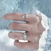 Anillo de Copo de Nieve, Diseño Original de Nicho con un Estilo Minimalista de Alta Gama, Temática Invernal, Abierto, No se Desvanece, Adecuado para el Dedo Índice
