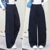 Calça de trabalho larga da moda feita sob medida para mulheres, novo estilo outono, cintura alta, com caimento elegante, efeito emagrecedor e bolsos grandes, estilo casual