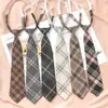Jk Gravata Camisa Estudante Feminina Estilo Faculdade Decoração Preguiçosa Sem Estilo Hong Kong Marrom Xadrez Retrô Acessórios para Meninos Dk