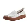 Mocassins retrô de couro macio para mulheres, nova coleção outono 2026, sapatos slip-on versáteis, sapatos tipo "mãe" com sola macia, sapatilhas de bico fino