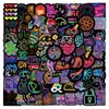 50 piezas de varias pegatinas de neón con citas inspiradoras, animales de dibujos animados, pelotas deportivas, grafitis populares y calcomanías impermeables