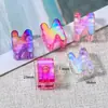 Cuentas de Acrílico Transparente con Chapado de Color de 6 mm con Agujero Grande Letras Inglesas Cuentas Sueltas para Accesorios de Joyería DIY Pulsera Collar