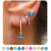 Pendientes de aro de cartílago transfronterizos de Amazon, pendientes de piedra de nacimiento, conjunto de pendientes multicolor de moda y simple para mujer