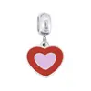 Pulsera Colgante Corazón Rojo Estilo Europeo y Americano Pandora Accesorios de Cuentas DIY Accesorios de Cuentas Sueltas de Acero Inoxidable Pandora