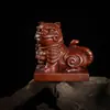 Estatua de Tigre Tallada en Madera de Azufaifo Golpeada por el Rayo Lingtushan Taoísta - Dios Guardián General Tigre Negro, Tigre Sagrado Señor Celestial Tigre
