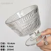 Estilo Ins Padrão Vertical Copo Alto para Sobremesa Vidro Copo para Sorvete Copo para Água com Açúcar Leite Ácido Tigela para Café da Manhã com Aveia Copo para Sorvete