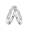 Anillos de Pareja de Estrella de Cuatro Puntas de Plata de Ley S925, un Par de Anillos de Estrella Estilo Coreano con Textura de Hielo Triturado, Anillos Ajustables de Nicho al por Mayor