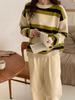 Candy color 2023 outono casual listrado suéter feminino suave estilo coreano solto emagrecimento suéter chique top fashion